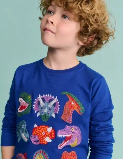 Tops, T-Shirts & Polos-Boden Fun Superstitch Grid T-Shirt-Sapphire Blue Dino SapphireBlueDino