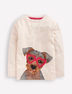Tops, T-Shirts & Polos-Boden Fun Superstitch Grid T-Shirt-Oatmeal Marl Janet OatmealMarlJanet