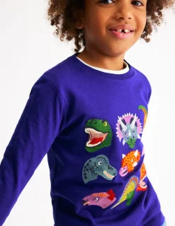 Tops, T-Shirts & Polos-Boden Fun Superstitch Grid T-Shirt-Sapphire Blue Dino SapphireBlueDino