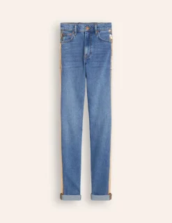Jeans-Boden Girlfriend Jeans-Metallic Gold Side Stripe MetallicGoldSideStripe