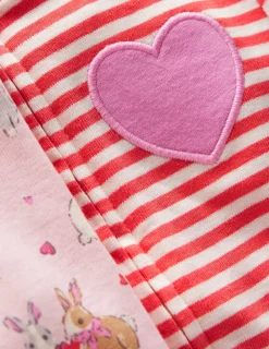 Playsuits & Rompers-Boden Girls Twin Pack Rompers-Chalk Pink Love Bunnies ChalkPinkLoveBunnies