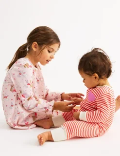 Playsuits & Rompers-Boden Girls Twin Pack Rompers-Chalk Pink Love Bunnies ChalkPinkLoveBunnies
