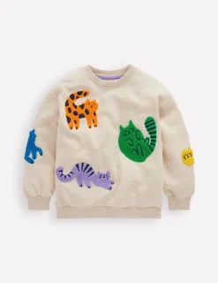 Sweatshirts & Hoodies | Tops & T-Shirts-Boden Graphic Boucle Sweatshirt-Oatmeal Marl Cats OatmealMarlCats