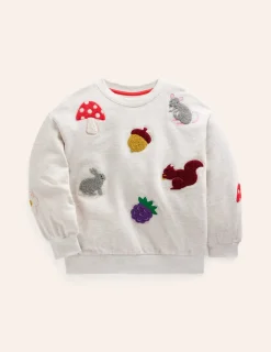 Sweatshirts & Hoodies | Tops & T-Shirts-Boden Graphic Boucle Sweatshirt- Oatmeal