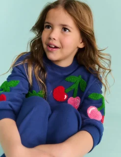 Sweatshirts & Hoodies | Tops & T-Shirts-Boden Graphic Boucle Sweatshirt-Starboard Blue Cherries StarboardBlueCherries