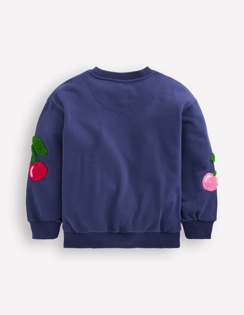 Sweatshirts & Hoodies | Tops & T-Shirts-Boden Graphic Boucle Sweatshirt-Starboard Blue Cherries StarboardBlueCherries