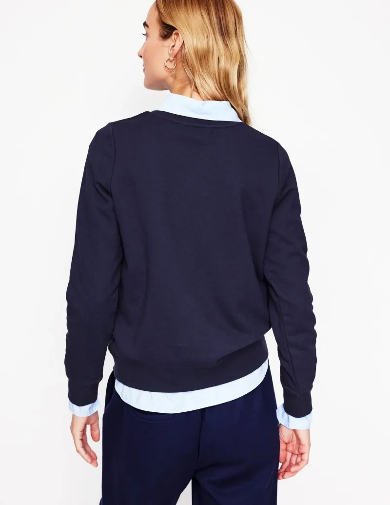 Tops & Blouses | Nightwear & Lougewear-Boden Hannah Embroidered Sweatshirt-Navy, Conversational Navy,Conversational