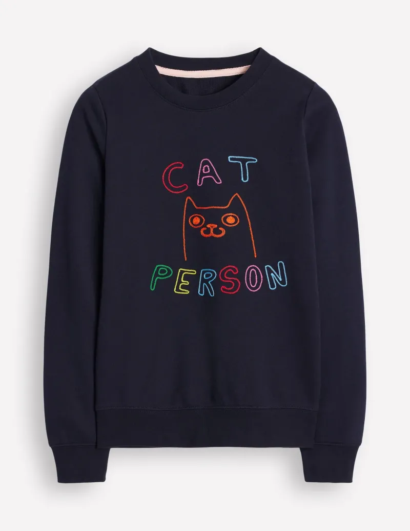 Tops & Blouses | Nightwear & Lougewear-Boden Hannah Embroidered Sweatshirt-Navy, Conversational Navy,Conversational