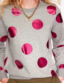 Tops & Blouses | Nightwear & Lougewear-Boden Hannah Printed Sweatshirt-Grey Marl, Pink Spot GreyMarl,PinkSpot