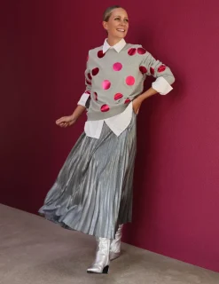 Tops & Blouses | Nightwear & Lougewear-Boden Hannah Printed Sweatshirt-Grey Marl, Pink Spot GreyMarl,PinkSpot