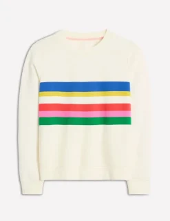 Tops & Blouses | Nightwear & Lougewear-Boden Hannah Printed Sweatshirt-Ivory, Multi Stripe Ivory,MultiStripe