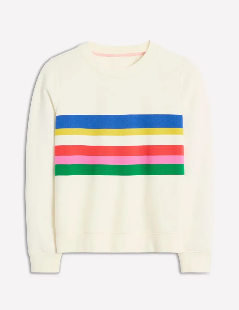 Tops & Blouses | Nightwear & Lougewear-Boden Hannah Printed Sweatshirt-Ivory, Multi Stripe Ivory,MultiStripe