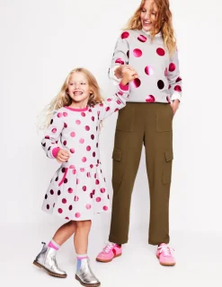Tops & Blouses | Nightwear & Lougewear-Boden Hannah Printed Sweatshirt-Grey Marl, Pink Spot GreyMarl,PinkSpot