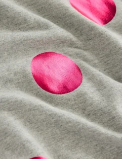 Tops & Blouses | Nightwear & Lougewear-Boden Hannah Printed Sweatshirt-Grey Marl, Pink Spot GreyMarl,PinkSpot
