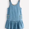 Dresses-Boden Heart Pocket Pinafore Dress-Mid Vintage Denim Daisies MidVintageDenimDaisies