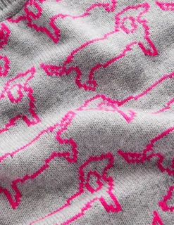 Sweaters & Cardigans-Boden Heather Jacquard Sweater-Grey Marl, Pink Sausage Dog GreyMarl,PinkSausageDog