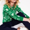 Sweaters & Cardigans-Boden Heather Jacquard Sweater-Rich Emerald Green, Cats RichEmeraldGreen,Cats