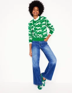Sweaters & Cardigans-Boden Heather Jacquard Sweater-Sapling Green, Dogs SaplingGreen,Dogs