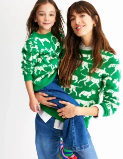 Sweaters & Cardigans-Boden Heather Jacquard Sweater-Sapling Green, Dogs SaplingGreen,Dogs