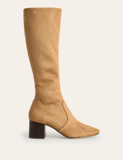Heels | Boots-Boden Heeled Stretch Knee Boots- Acorn