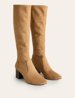 Heels | Boots-Boden Heeled Stretch Knee Boots- Acorn