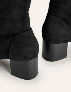 Heels | Boots-Boden Heeled Stretch Knee Boots- Black