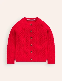 Sweaters & Cardigans-Boden Heritage Cable Cardigan-Poppy Red PoppyRed