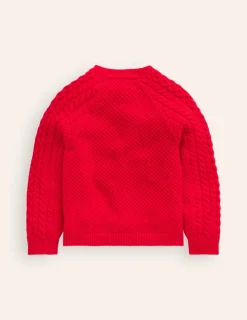 Sweaters & Cardigans-Boden Heritage Cable Cardigan-Poppy Red PoppyRed