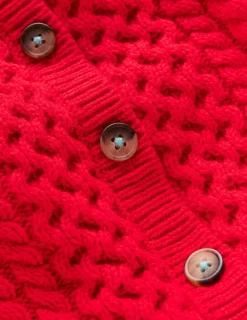 Sweaters & Cardigans-Boden Heritage Cable Cardigan-Poppy Red PoppyRed
