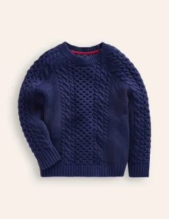 Sweaters & Cardigans-Boden Heritage Cable Sweater-College Navy CollegeNavy