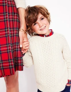 Sweaters & Cardigans-Boden Heritage Cable Sweater- Ecru