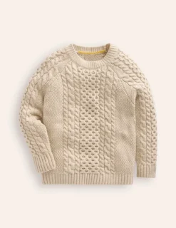 Sweaters & Cardigans-Boden Heritage Cable Sweater- Ecru