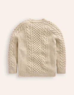 Sweaters & Cardigans-Boden Heritage Cable Sweater- Ecru