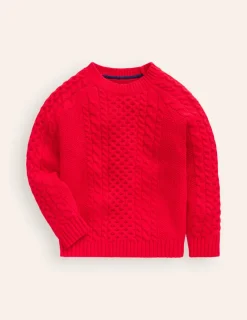 Sweaters & Cardigans-Boden Heritage Cable Sweater-Poppy Red PoppyRed