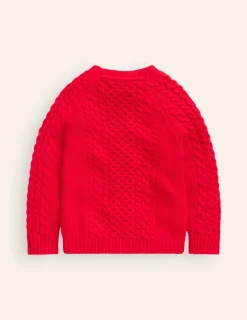 Sweaters & Cardigans-Boden Heritage Cable Sweater-Poppy Red PoppyRed