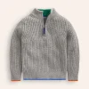 Sweaters & Cardigans-Boden Heritage Half-Zip Sweater-Grey Marl GreyMarl