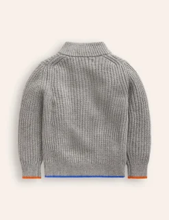 Sweaters & Cardigans-Boden Heritage Half-Zip Sweater-Grey Marl GreyMarl