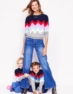 Sweaters & Cardigans-Boden Heritage Half-Zip Sweater-Grey Marl Chevron GreyMarlChevron