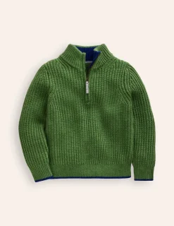 Sweaters & Cardigans-Boden Heritage Half-Zip Sweater-Iguana Green IguanaGreen