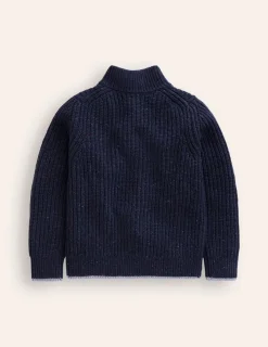 Sweaters & Cardigans-Boden Heritage Half-Zip Sweater-Navy Neps NavyNeps