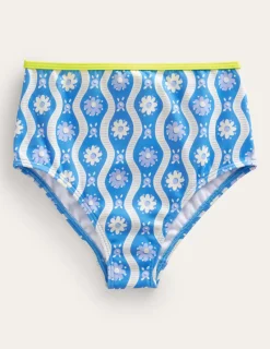 Swimwear & Beachwear-Boden High Waisted Bikini Bottoms-Penzance Blue Daisy Wave PenzanceBlueDaisyWave