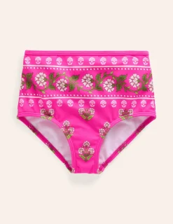 Swimwear & Beachwear-Boden High Waisted Bikini Bottoms-Pink Small Woodblock PinkSmallWoodblock