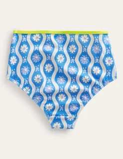 Swimwear & Beachwear-Boden High Waisted Bikini Bottoms-Penzance Blue Daisy Wave PenzanceBlueDaisyWave