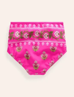 Swimwear & Beachwear-Boden High Waisted Bikini Bottoms-Pink Small Woodblock PinkSmallWoodblock