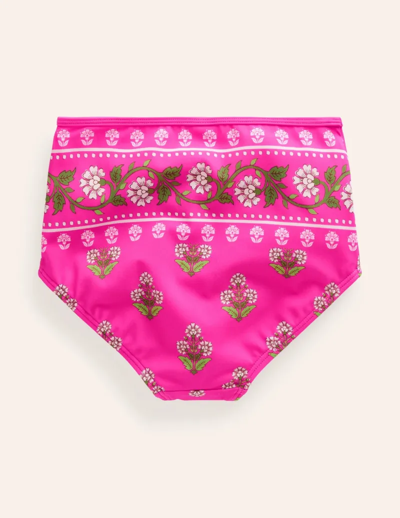 Swimwear & Beachwear-Boden High Waisted Bikini Bottoms-Pink Small Woodblock PinkSmallWoodblock