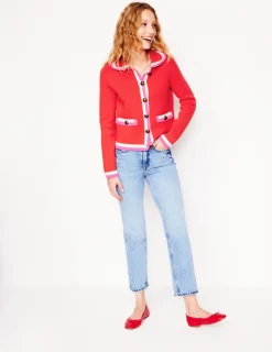 Sweaters & Cardigans-Boden Holly Collared Knitted Jacket-Strawberry Tart Red StrawberryTartRed