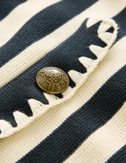 Sweaters & Cardigans-Boden Holly Collared Knitted Jacket-Navy/ Ivory Navy/Ivory
