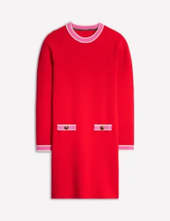 Dresses & Jumpsuits | Petite Dresses-Boden Holly Knitted Shift Dress-Poppy Red PoppyRed