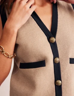 Sweaters & Cardigans-Boden Holly Knitted Waistcoat-Camel Melange CamelMelange