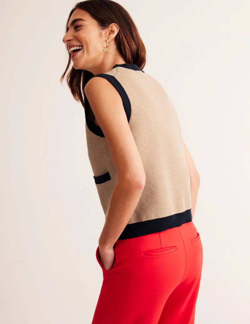 Sweaters & Cardigans-Boden Holly Knitted Waistcoat-Camel Melange CamelMelange